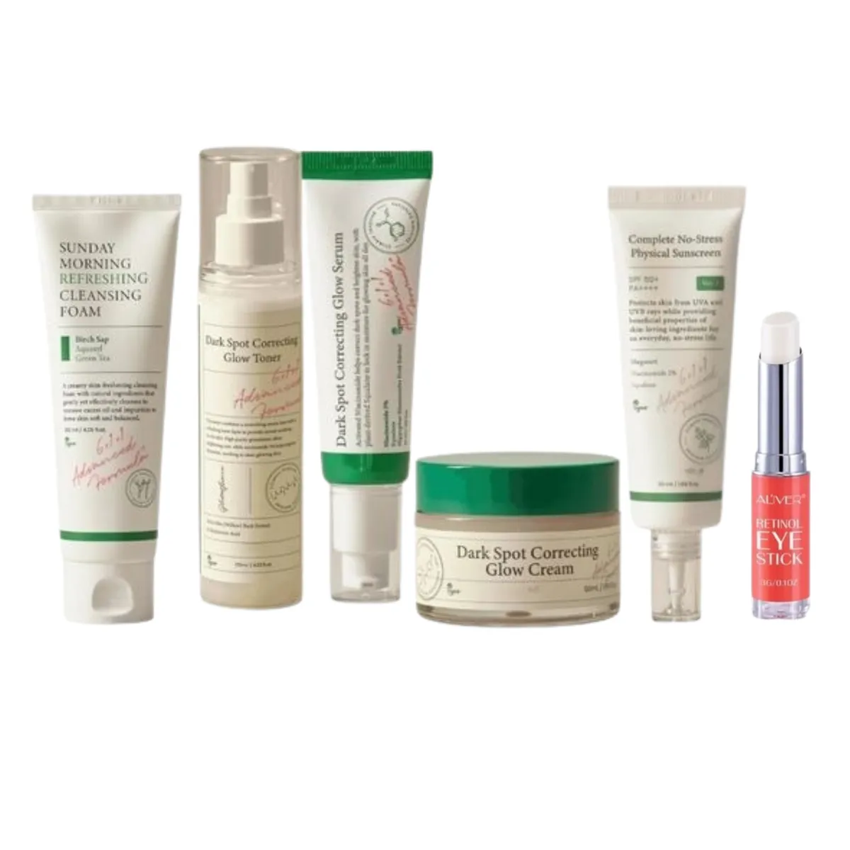 6-Piece Dark Spot Correcting & Brightening Skincare Combo for Radiant Skin