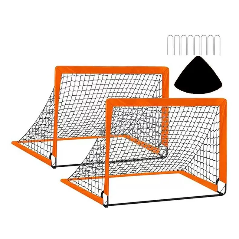 2 Piece Soccer Goal Nets Foldable Kids Soccer Nets for Football Training - Orange