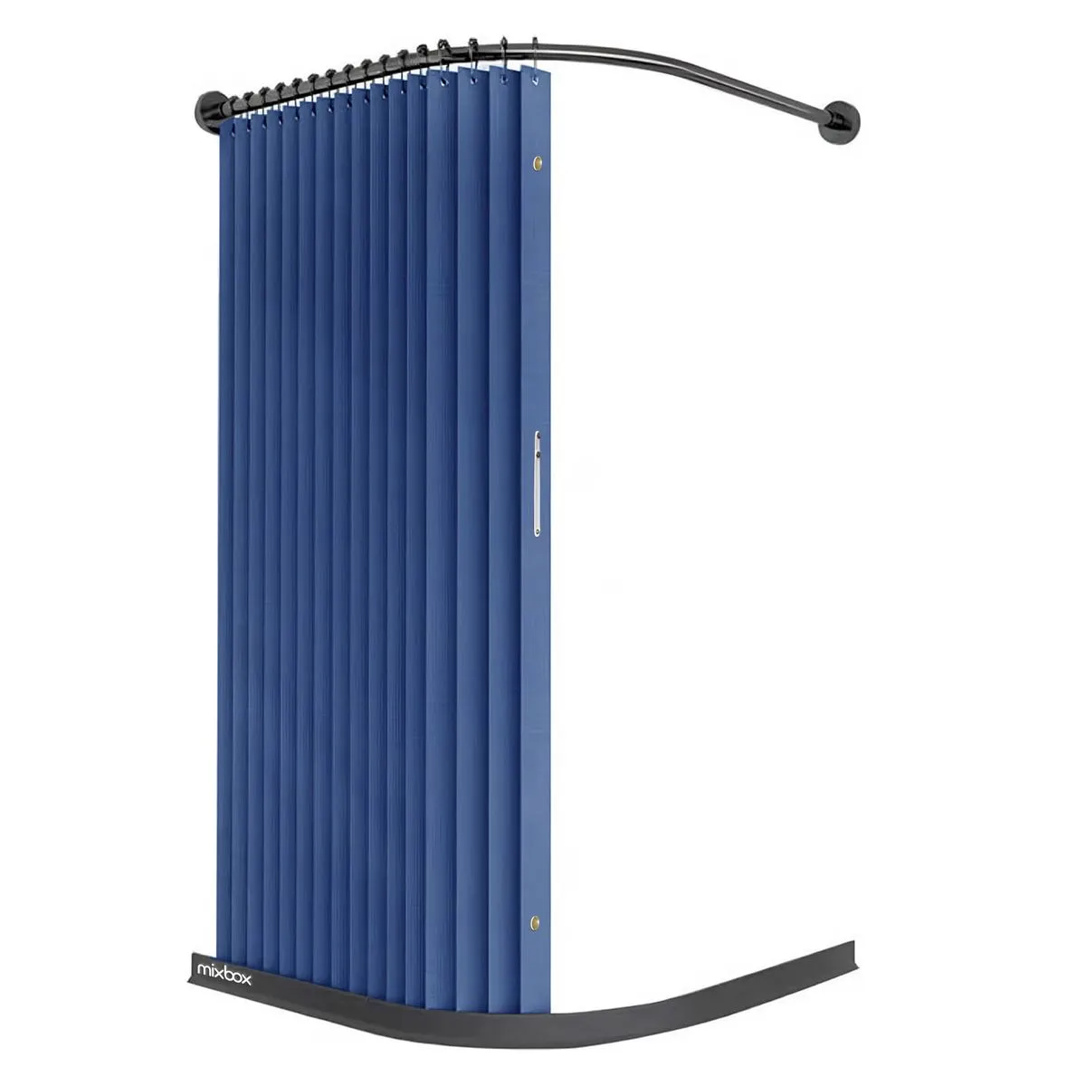 Mix Box Magnetic Shower Curtain Kit with Rod,Hook,Water Stopper,180cmx200cm - Blue