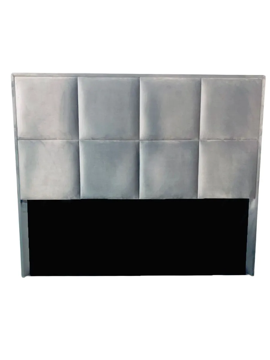 Fubu - Bed Headboard Queen Size - Grey Velvet