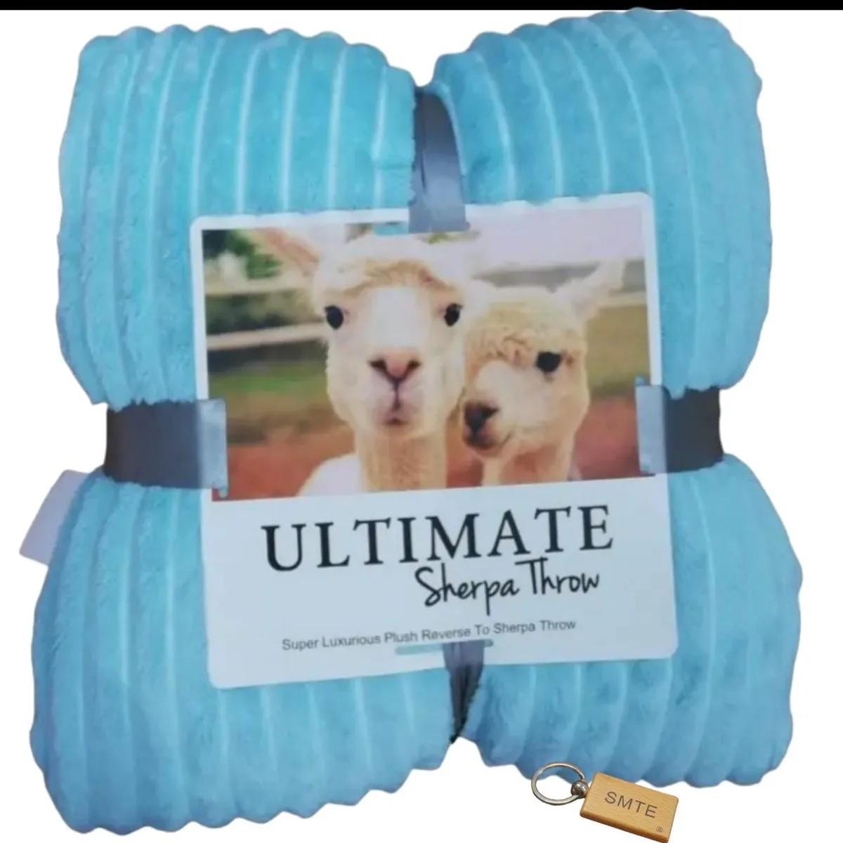 Serpa Soft and Fluffy Fleece Blanket with Keychain - Queen Sized - Baby Blue