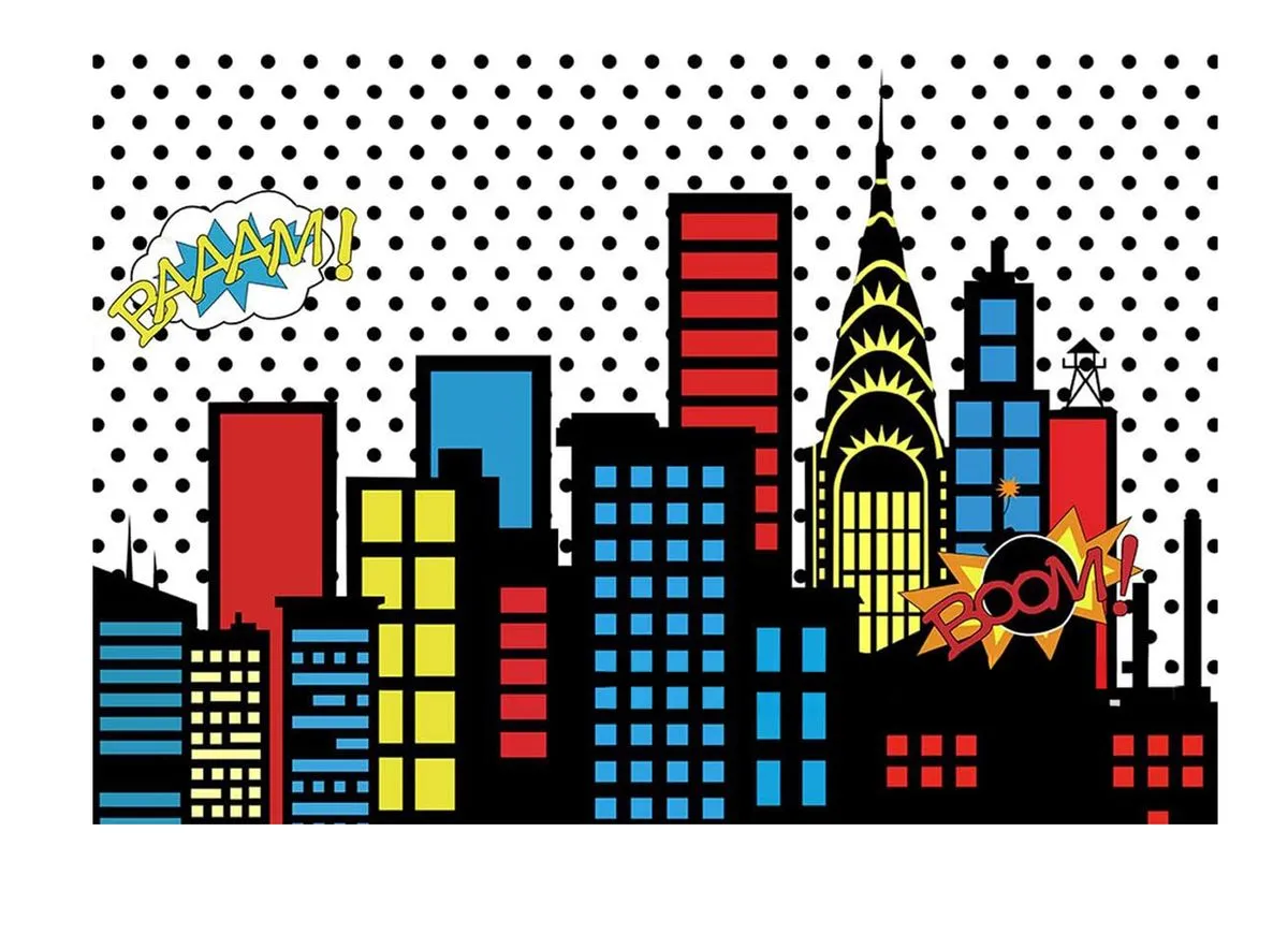 Kid's Birthday Party Table and Photography Backdrop - Superhero Light