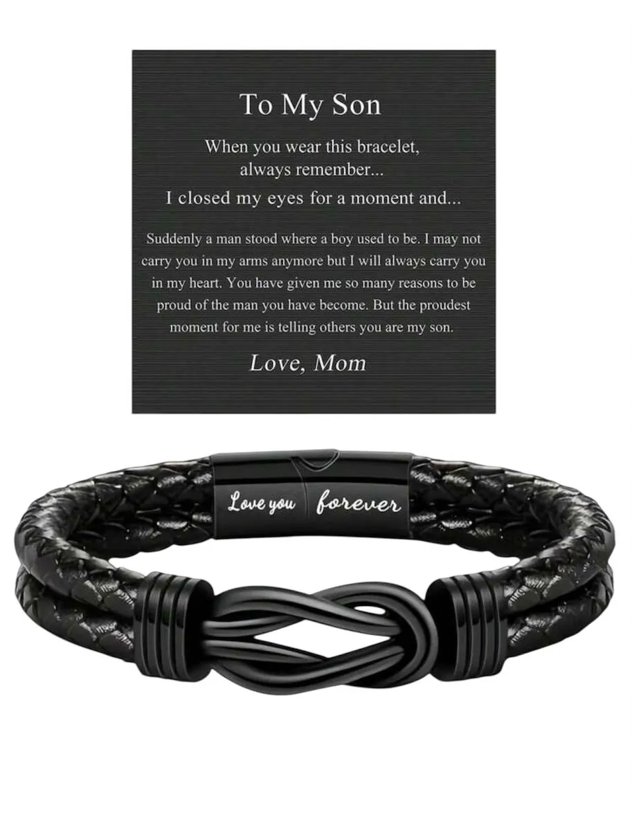 PU Leather Bracelets For Son with card
