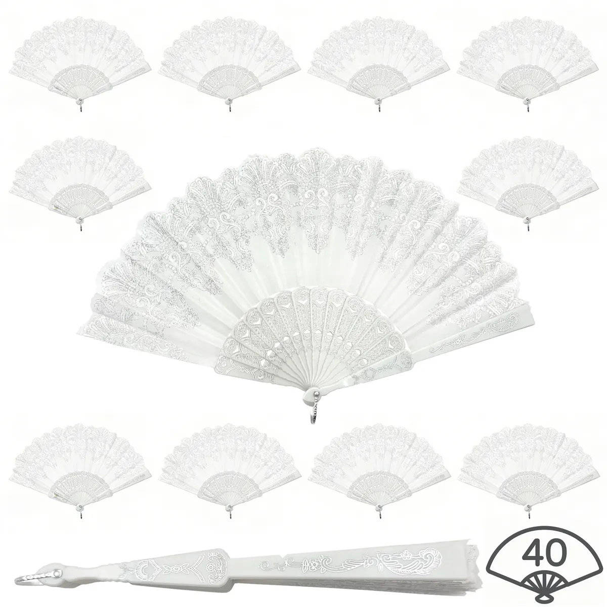 40 Piece Lightweight Decorative Classic Handheld Plastic Fans for Events