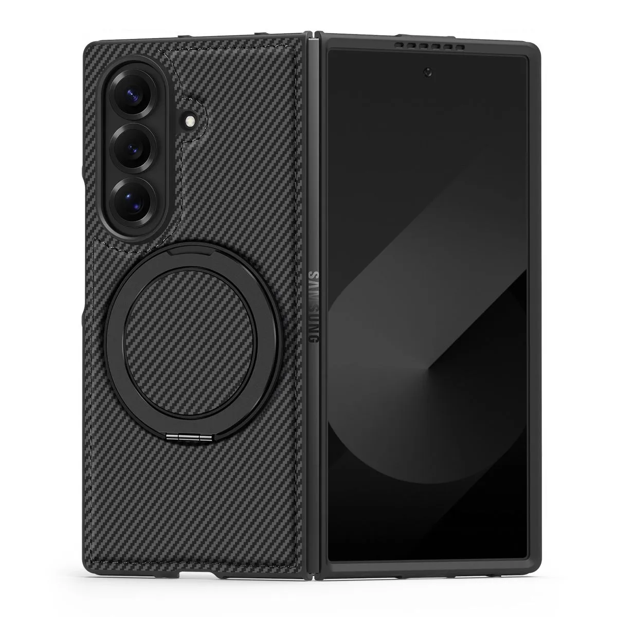 Rotating Magnetic Stand Phone Case Compatible With Samsung Z Fold7 - Black
