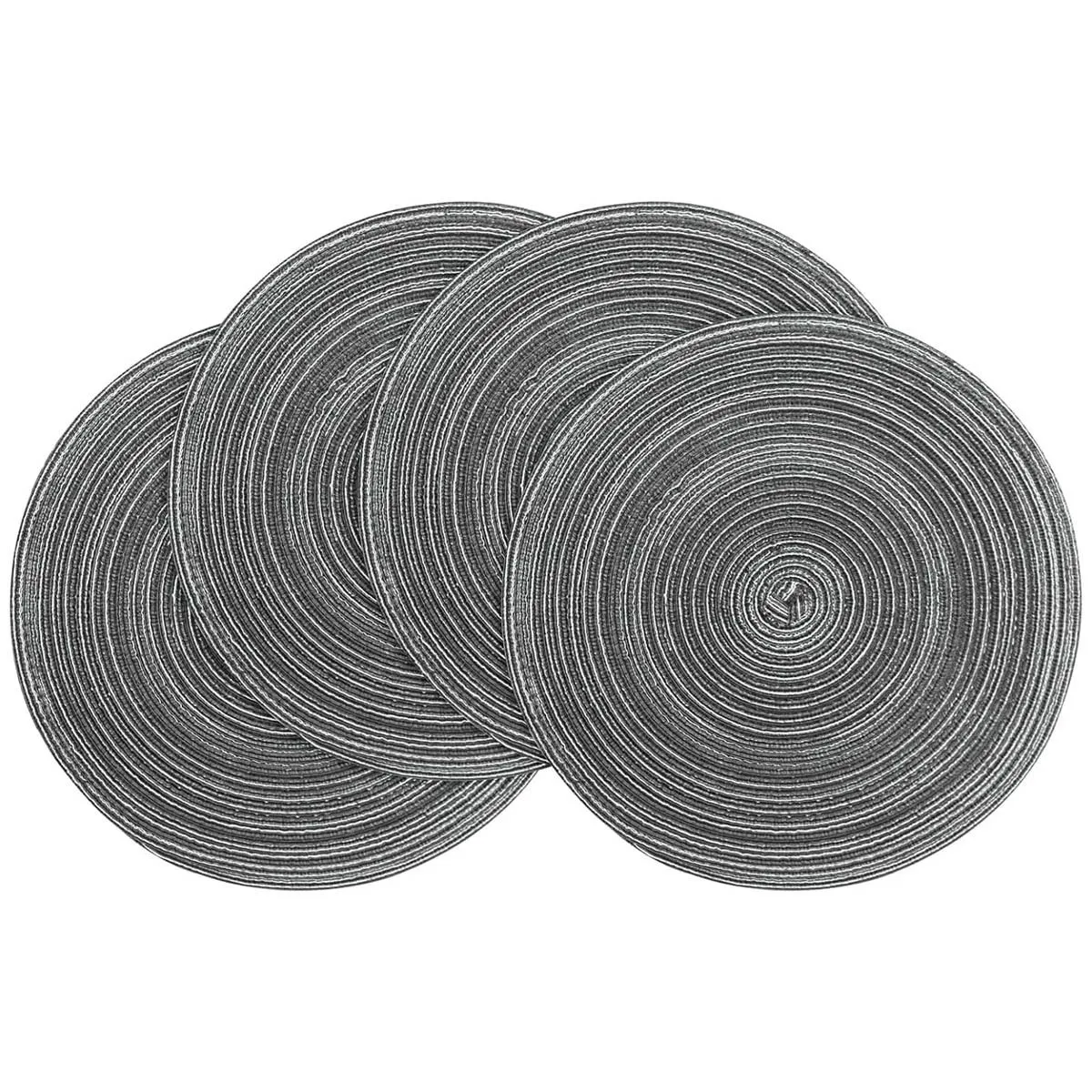 4 Pack 12 inch Round Placemats Round Braided Placemats Cotton Polyester