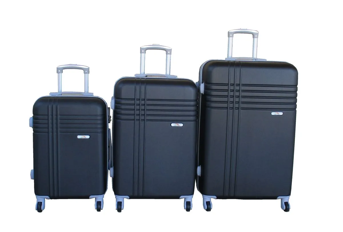 3-Piece Travel 28-Inch Luggage Suitcase Bag Set - Stylish - Black
