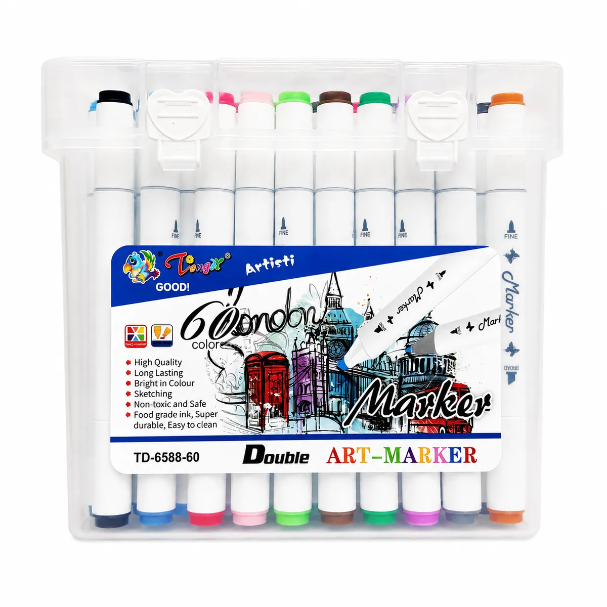 60 Colours Dual Tip Alcohol Art Markers Set with Storage Case
