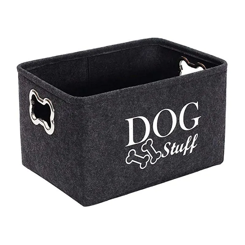 Large-capacity household pet toy felt handle storage basket