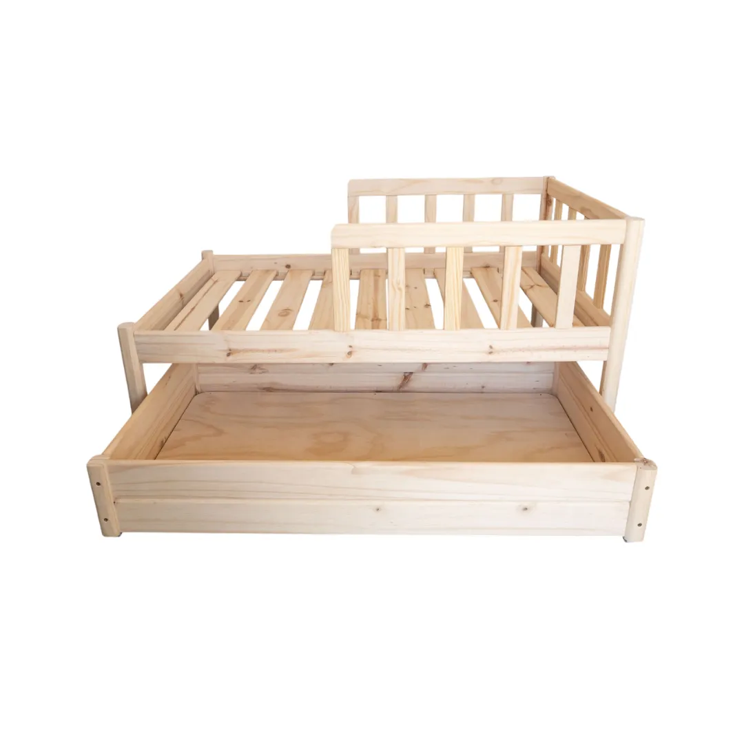 Just For Kids Toddler Bed and Storage Unit Drawer Short Side Rails Natural