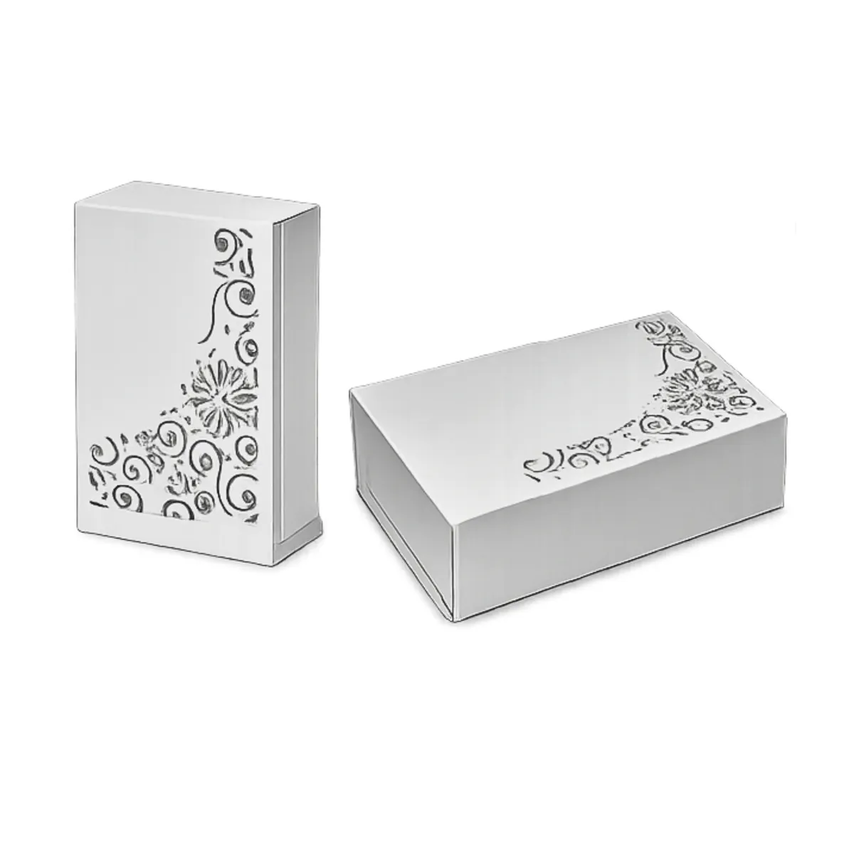 10 Pack Cardstock Packaging Box with Decorative Cut-Out Design - Silver