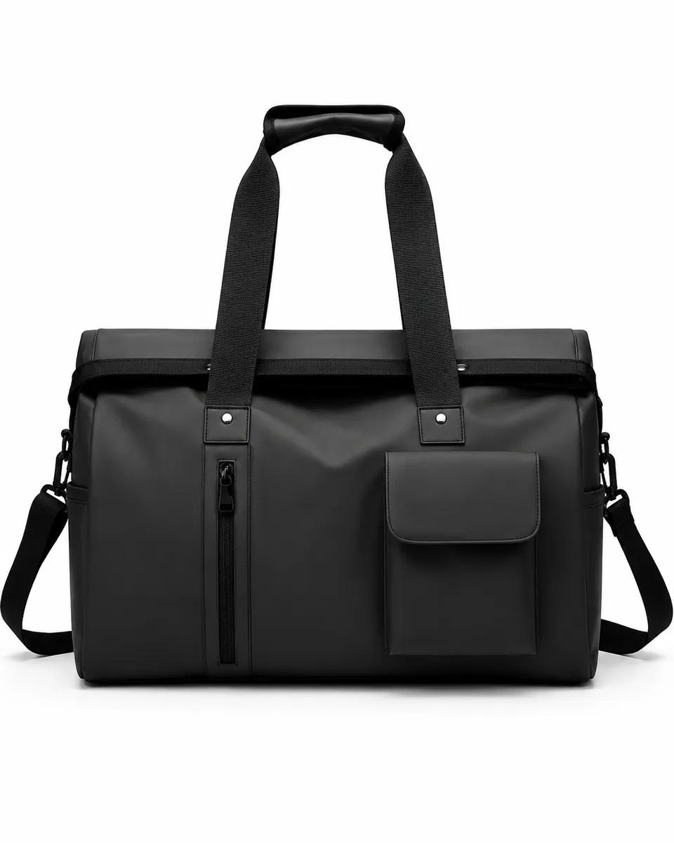 Large Waterproof Travel Duffel Bag with Shoulder Strap - Black