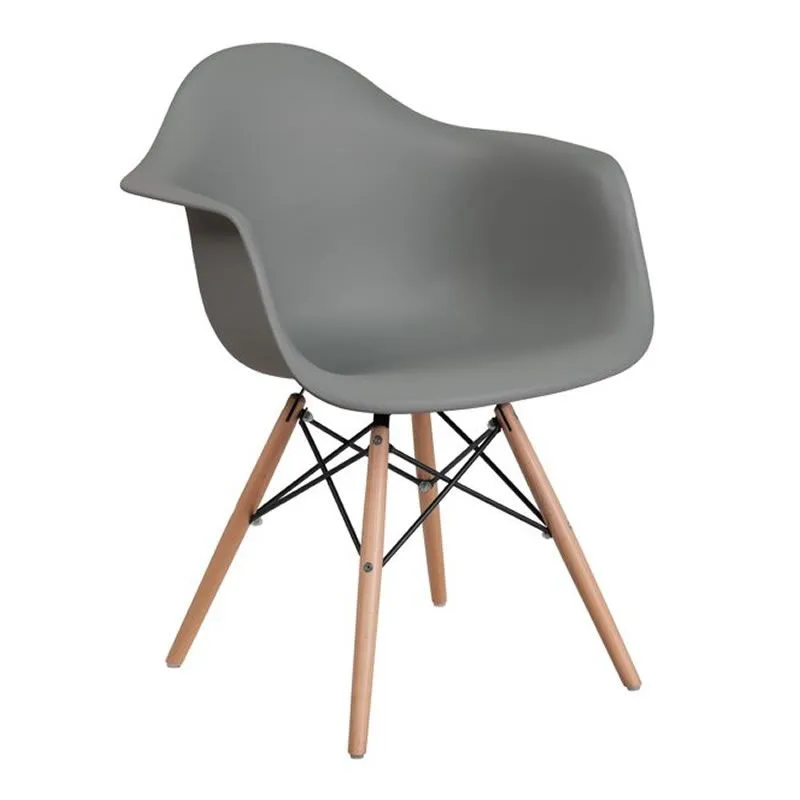 Modern Molded Perla Shell Lounge Arm Chair - Grey