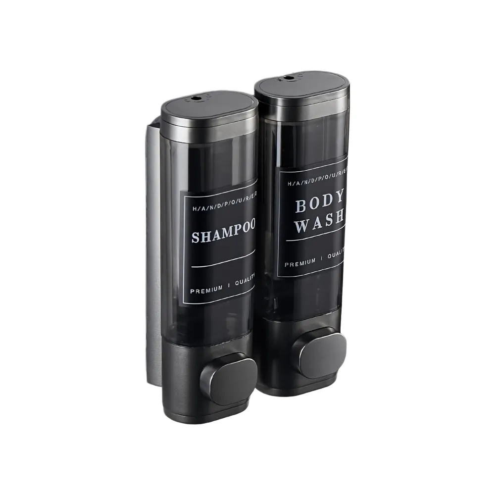 Black Plastic Wall Mounted 2 Piece Lotion Dispenser