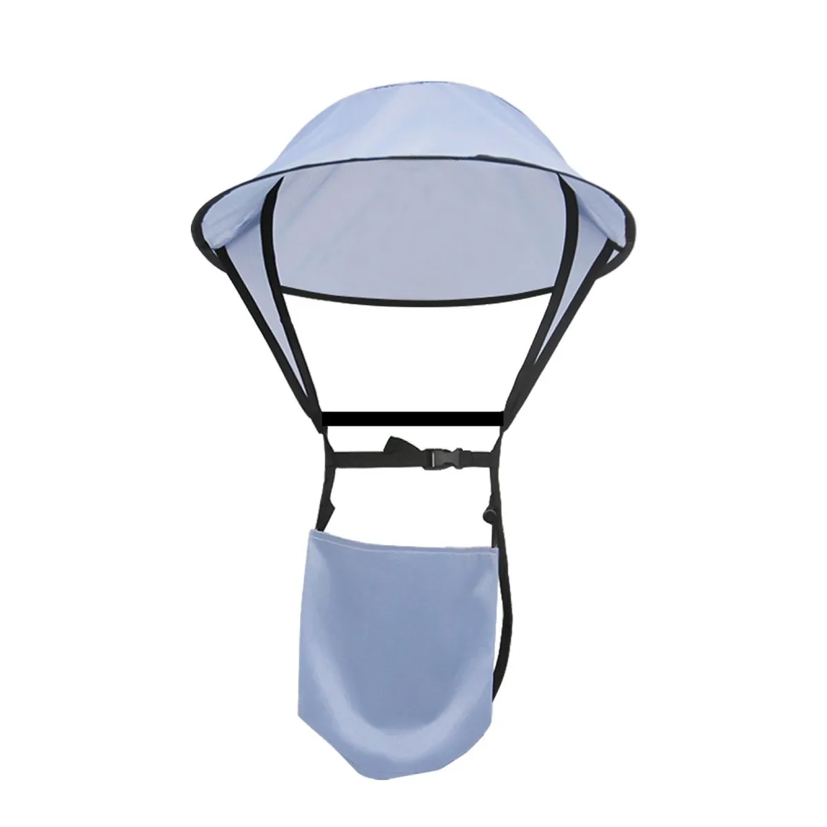 Foldable Sun Protection Hat with Storage Bag, Grey, Adjustable Strap