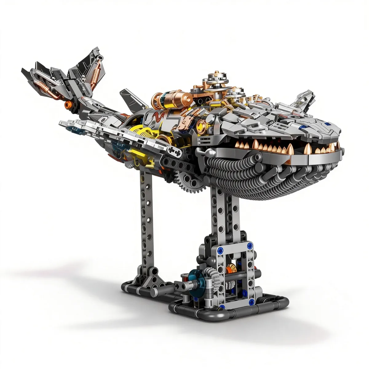 Mechanical Whale Building Blocks - Motorized Shark Model Compatible with