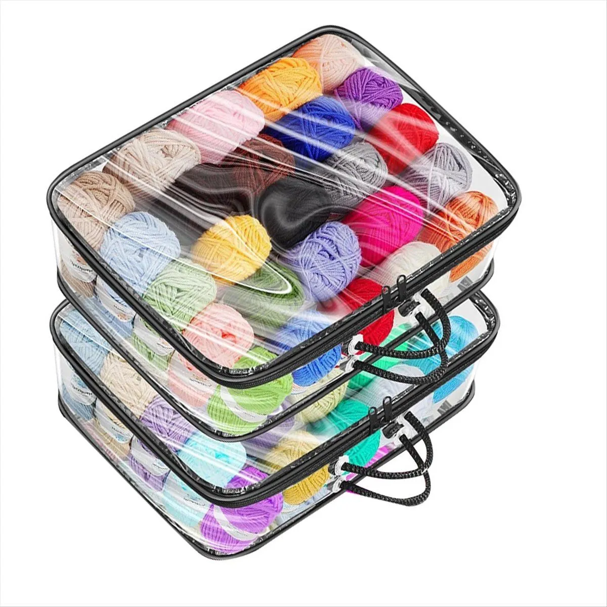 3 Pack Clear Yarn Storage Bags, Yarn Storage Organizer Tote Bag for Knittin