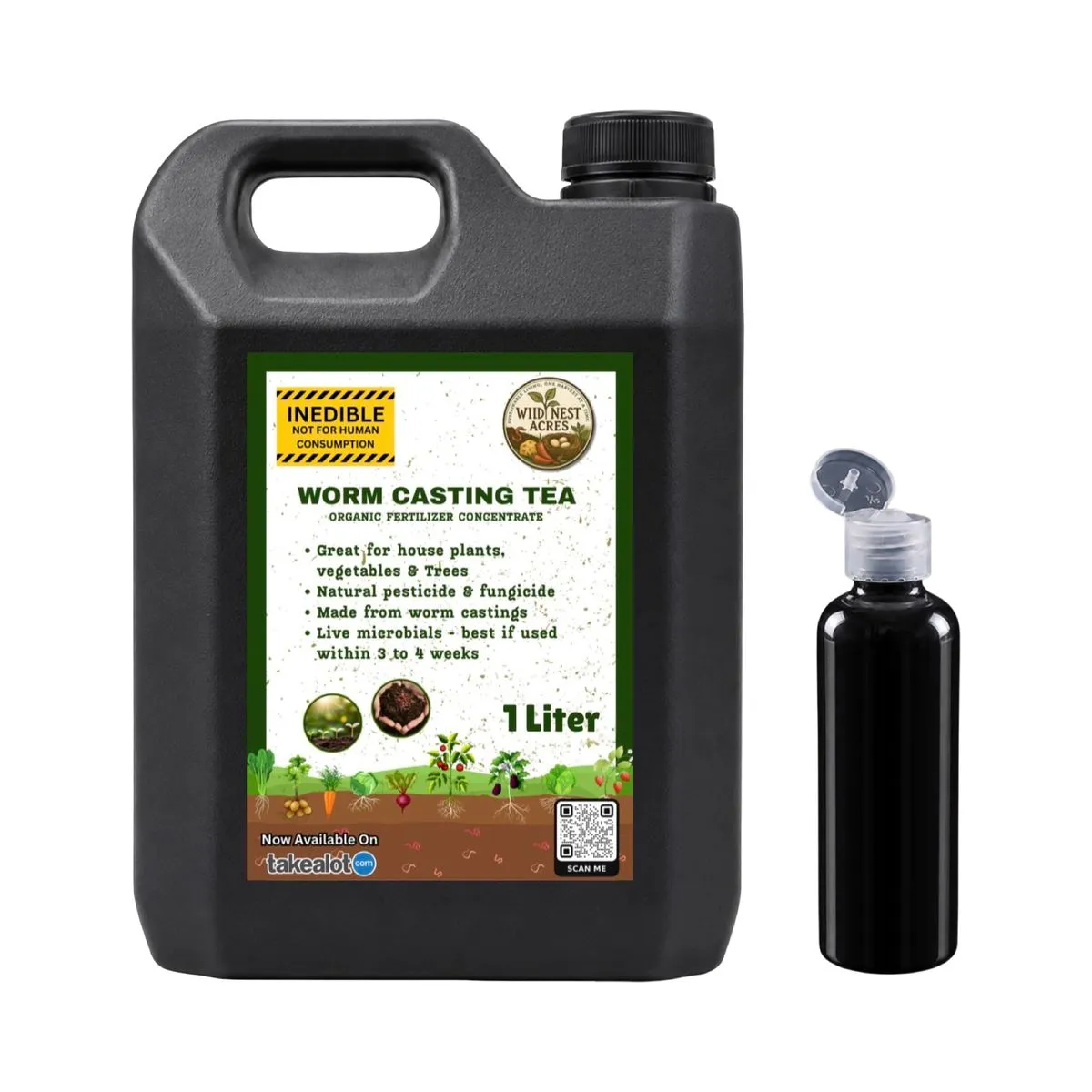 Worm Casting Tea Organic Fertiliser Concentrate with Starter Bottle - 1L