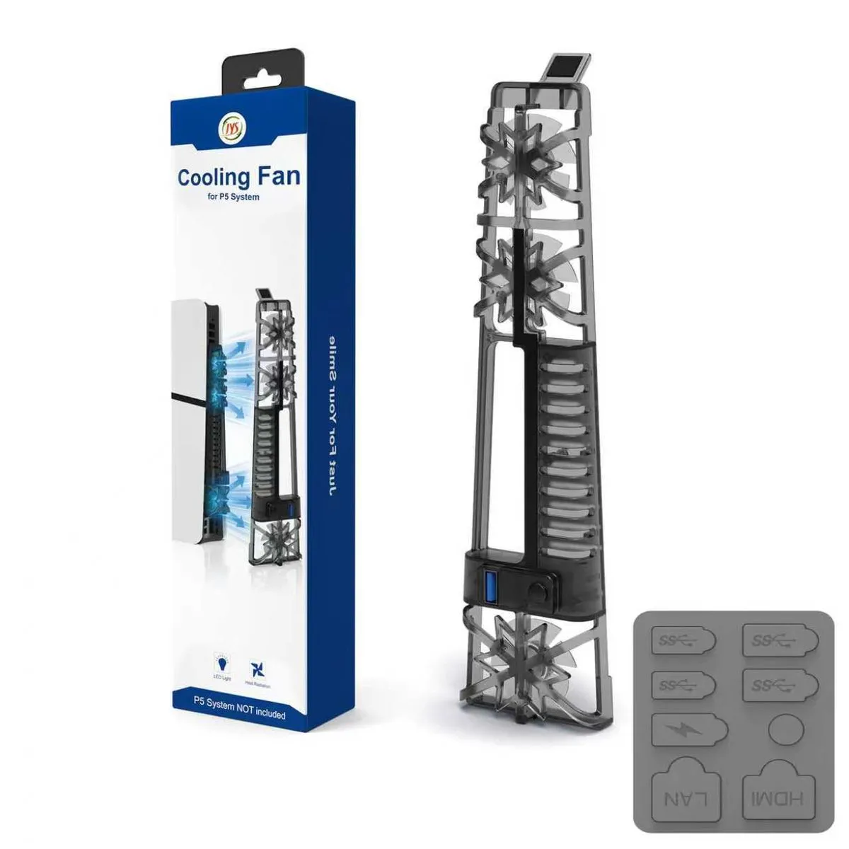 Compatible with PS5 Slim/Pro Cooling Fan with USB Port Slim and Dust plug