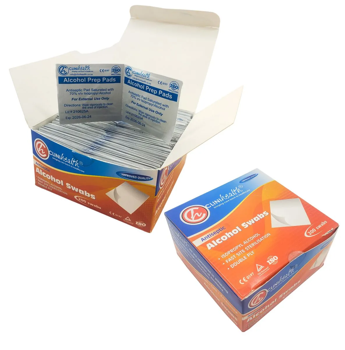 Alcohol Swabs - x200 - Clinihealth Prep Pads