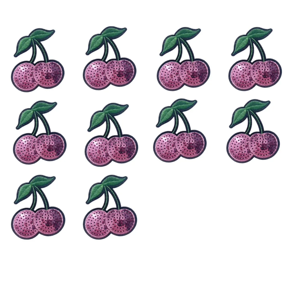 10 Pieces Cherry Sequence Iron On Patches