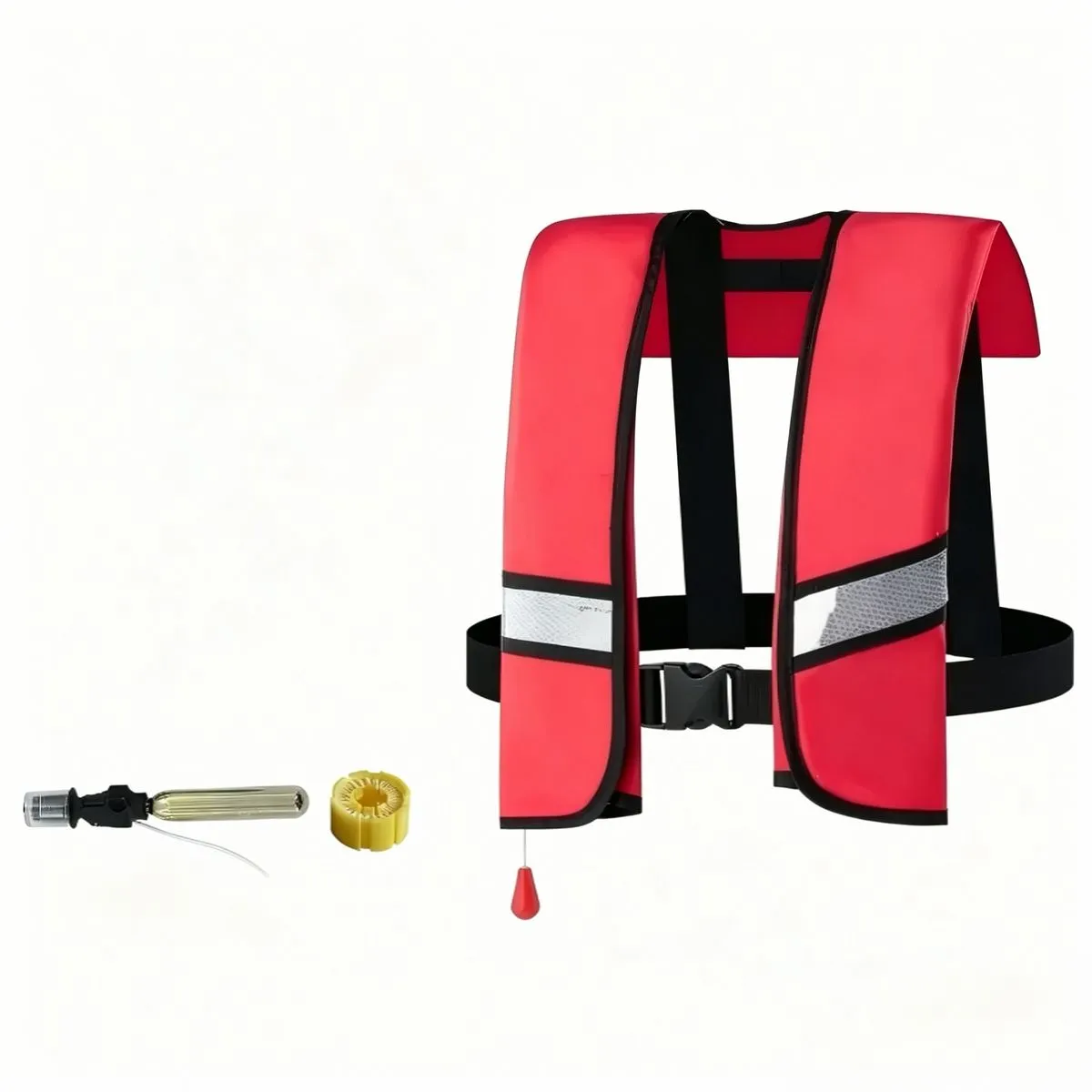 Red Automatic Inflatable Life Jacket With CO2 Cylinder Water Soluble Tablet