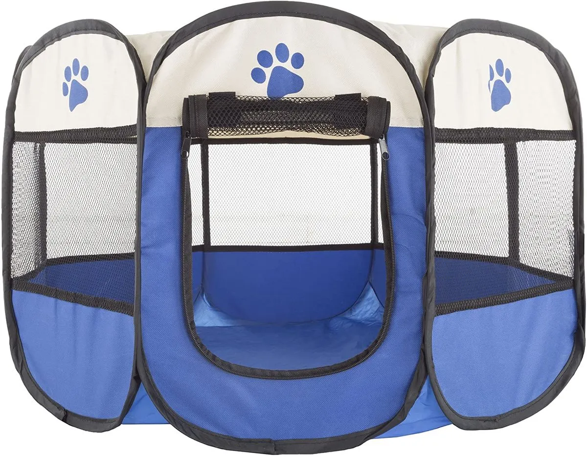 WigWagga - Portable Pet Dog Playpen - Medium Size Blue Colour