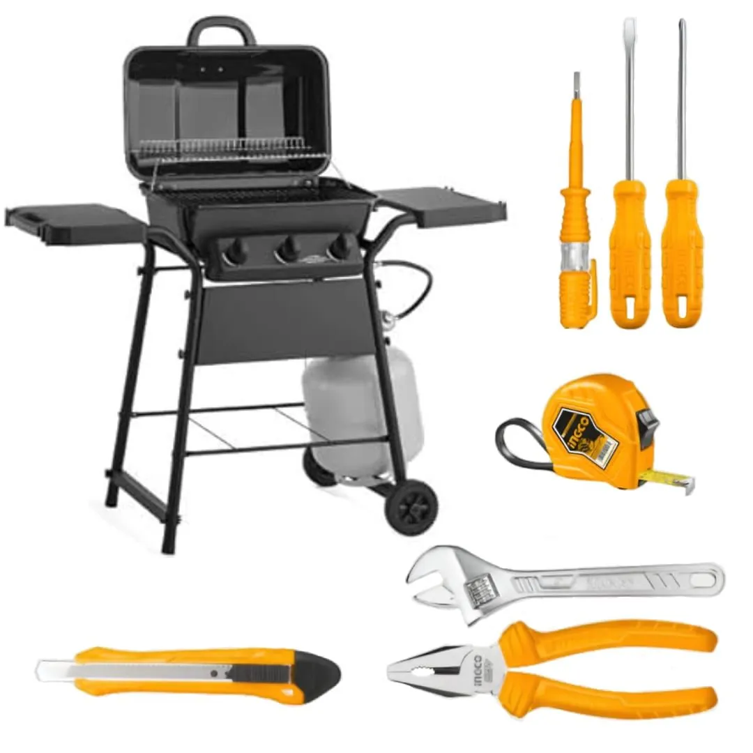 BBQ Gas Braai Grill With 7pcs Tool Set