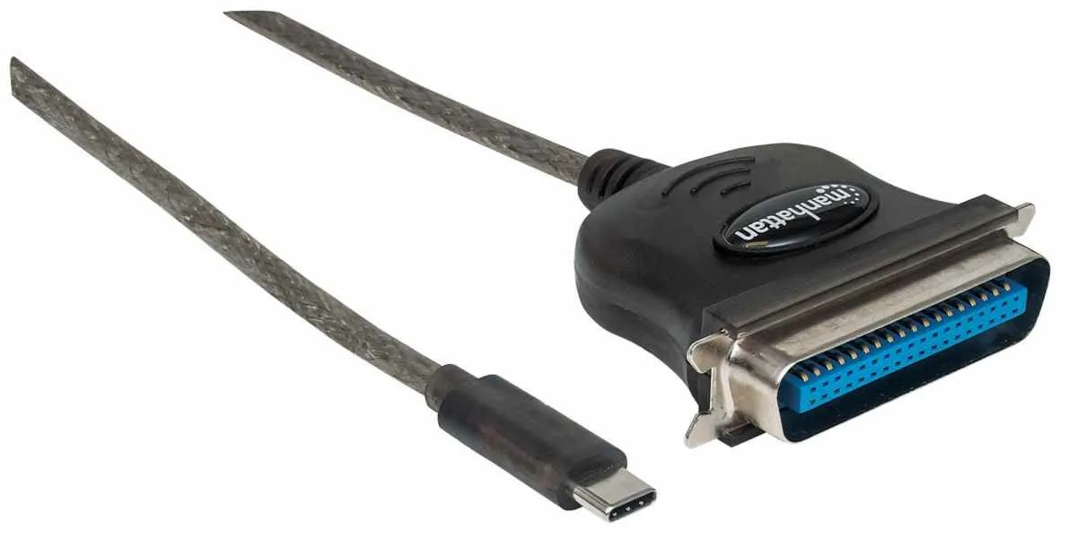 Manhattan Full-Speed USB-C to Cen36 Parallel Printer Converter-USB-C-Black