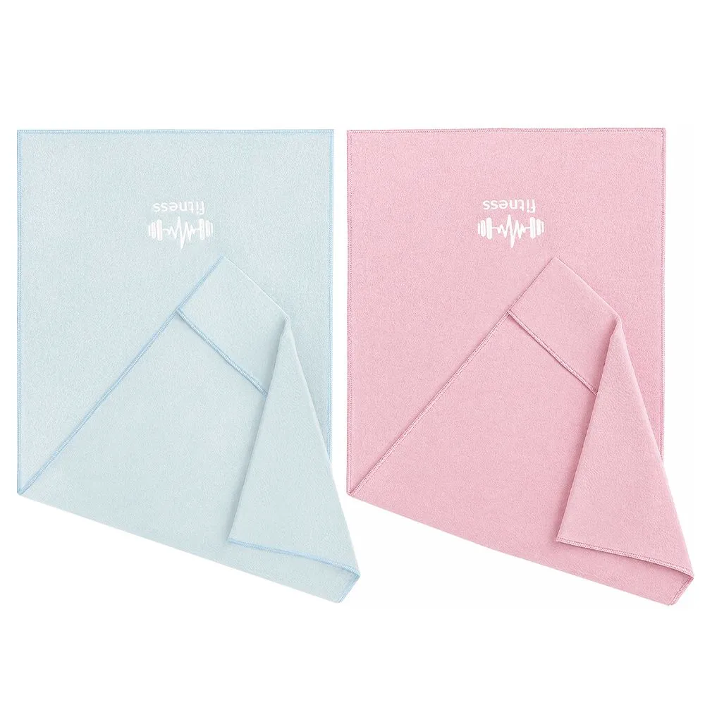 MIkaco Double-Sided Microfiber Gym Towel - 40 × 95 cm - Ash Blue + Dusty Pink