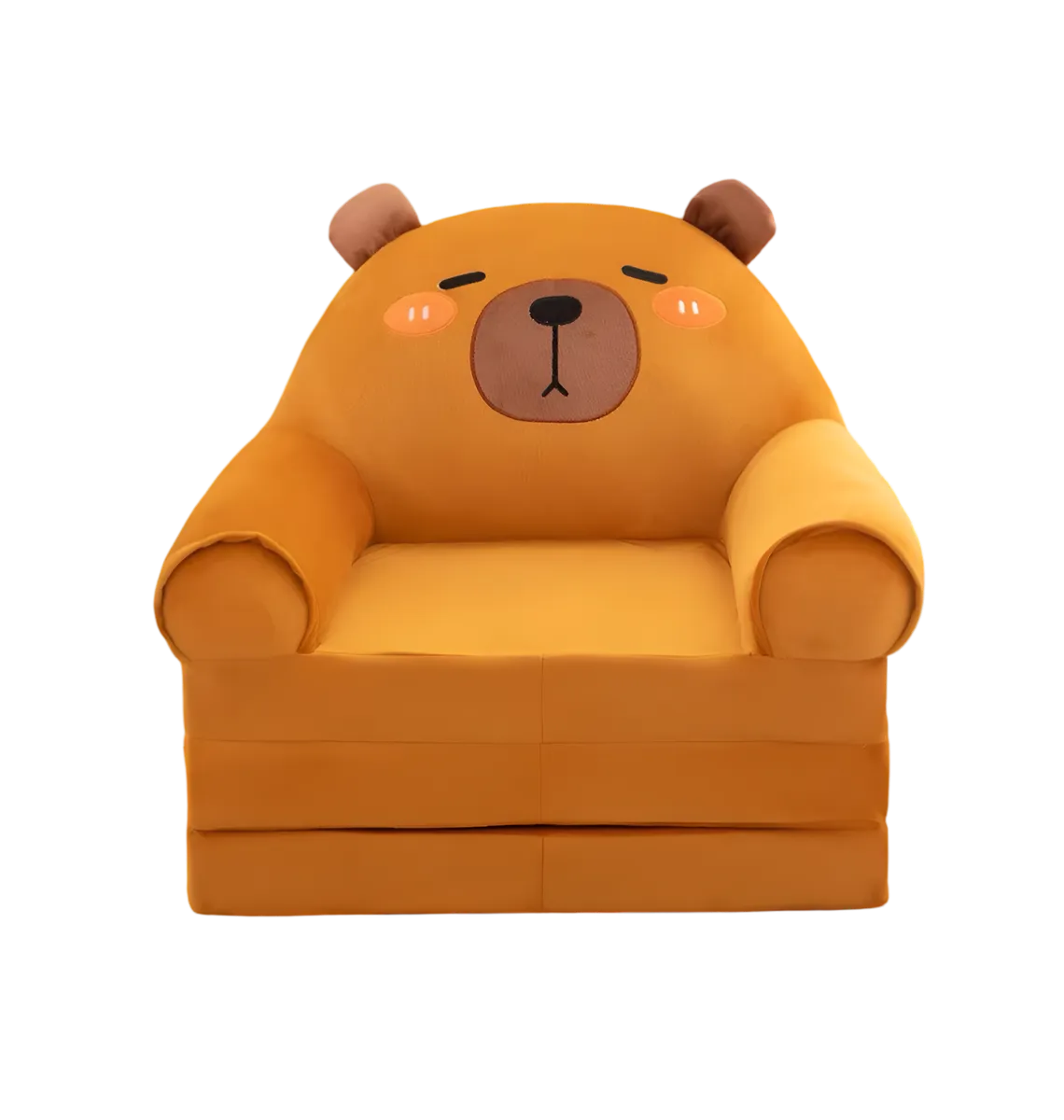Premium 2-in-1 Foldable Kids Plush Sofa & Lounger Chair - Capybara