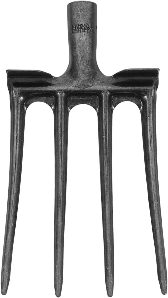 11 Inch Heavy Duty Four-Prong Steel Pitch Fork Replacement Head for Soil