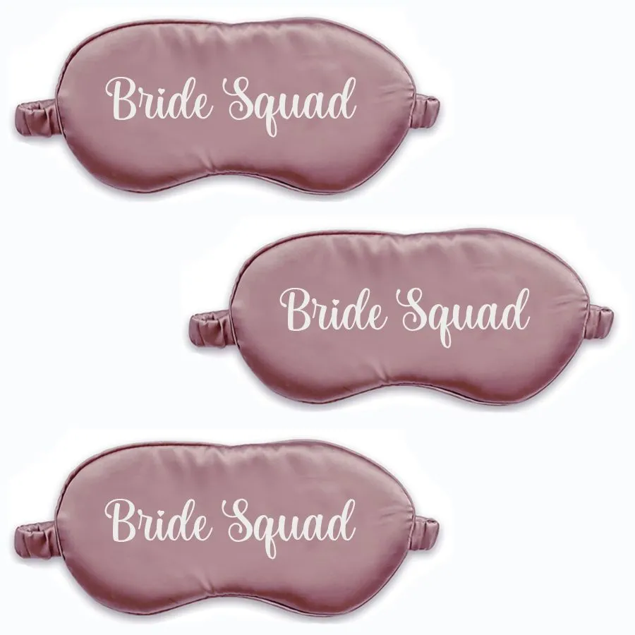 Bride Squad Rose Gold Satin Sleep Eye Masks - Pack of 3