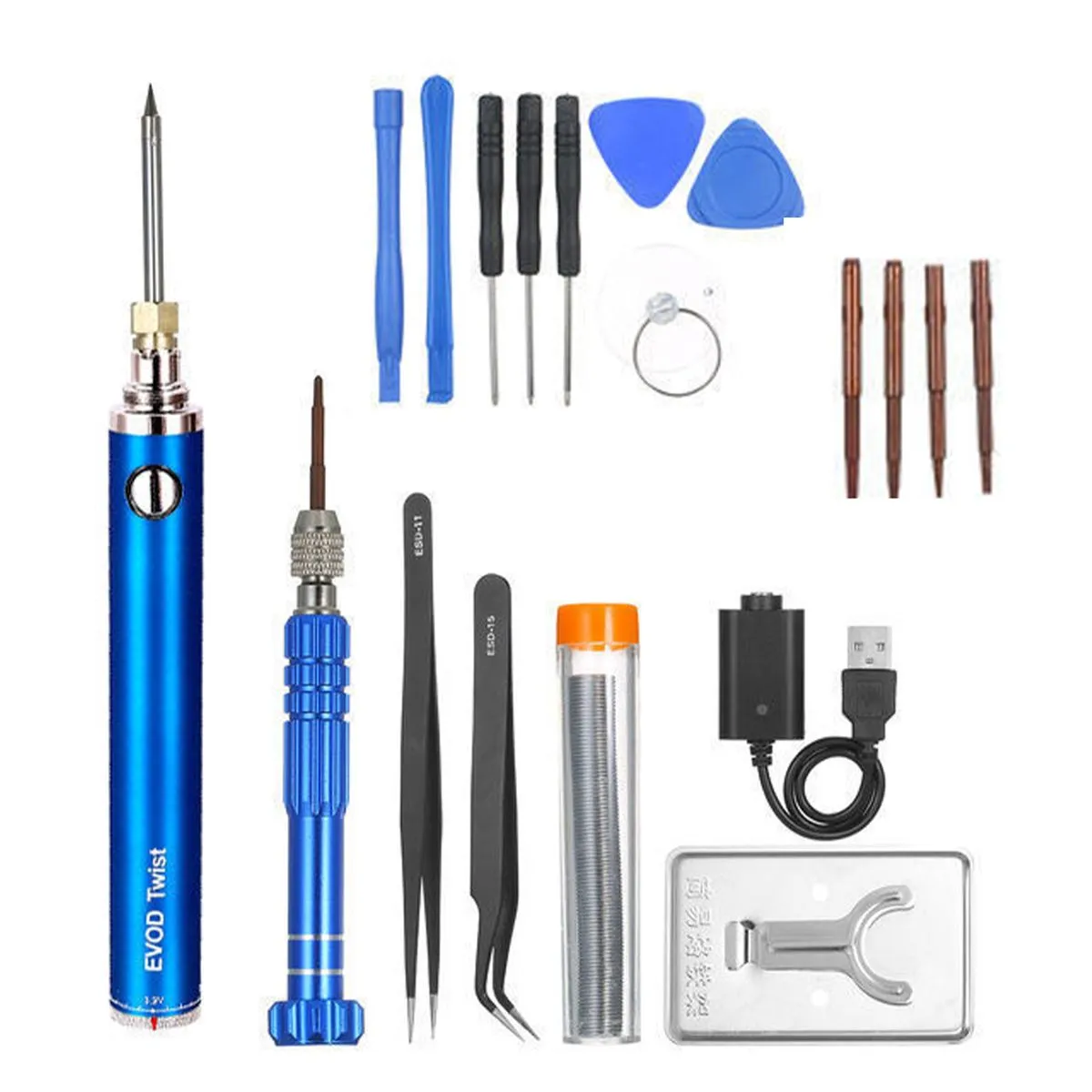 22-Piece Soldering Iron Tool Kit Set Adjustable Temperature Electric