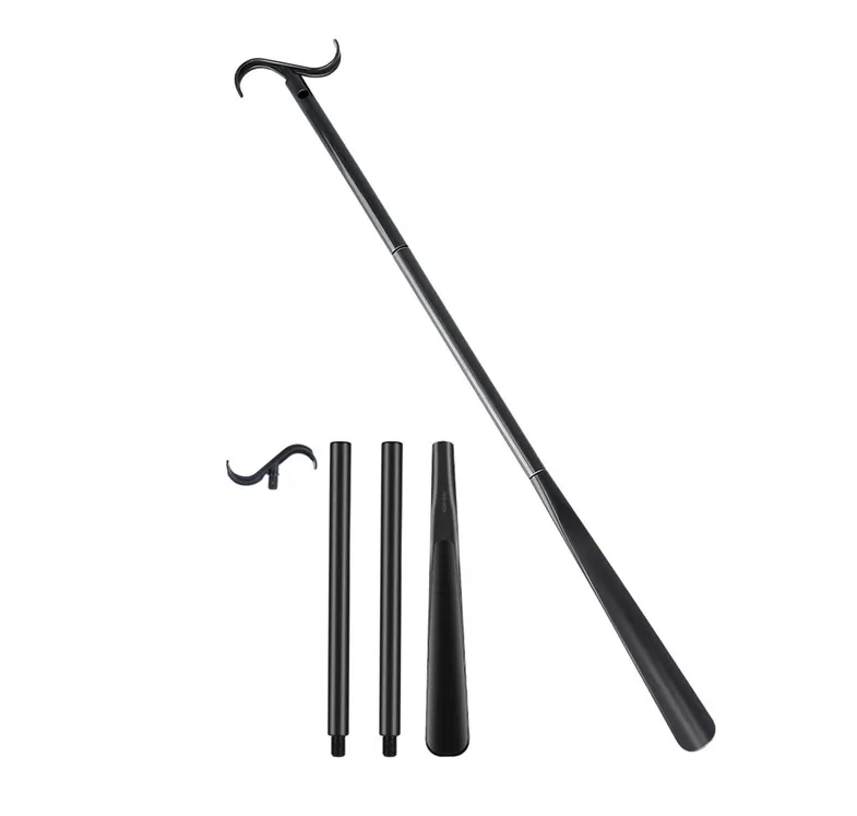 Flexible Long Handle Shoehorn Shoe Horn Multi-use Stick 62/88cm - Black