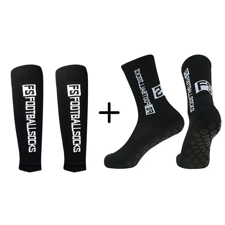 2-Piece Set of Football Socks Sheath Training Thickened Mid-Tube Socks - Black