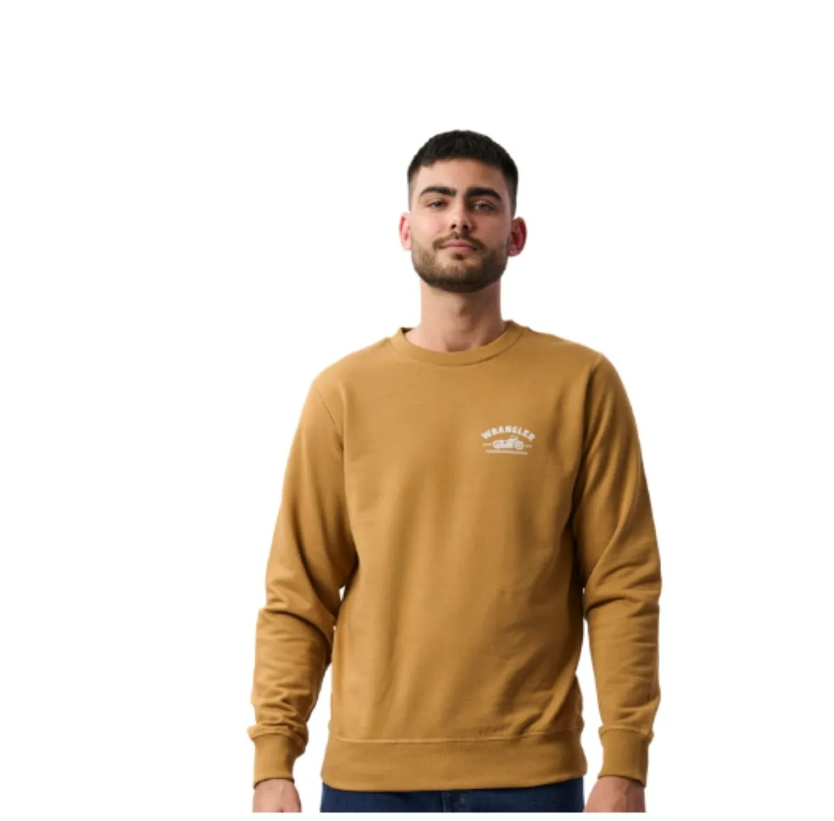 Wrangle Men's Smoke Crew Fleece in Teddy Brown