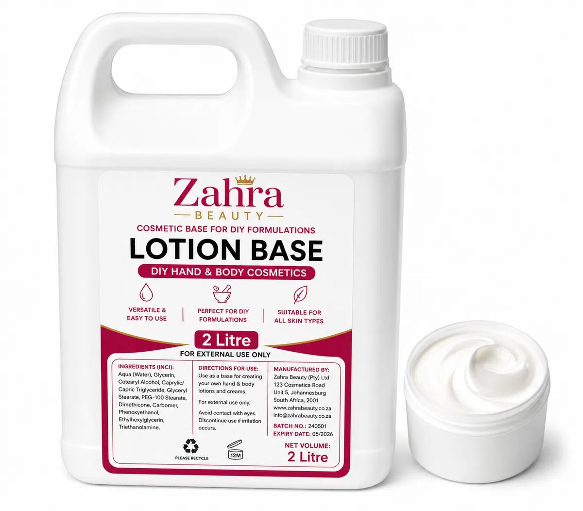 Body and Hand Lotion Base for DIY Skincare and Cosmetic Making - 2L