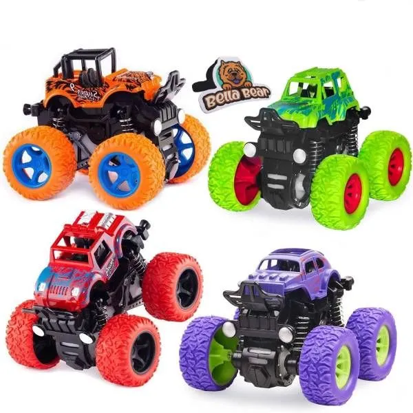 Friction Powered Big Wheel Monster 4x4 Cars - Set of 4