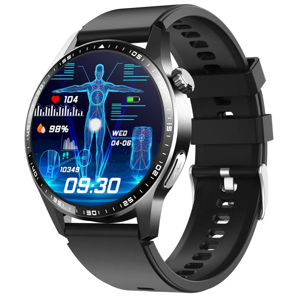 Smartwatch With ECG, Blood Pressure, Uric Acid, Blood Lipid Monitoring - Black