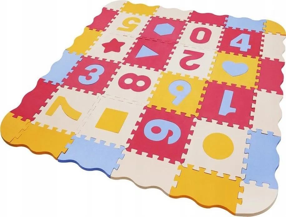 NIKIKIDS Numbers & Shapes - Red & Blue 36-Piece Floor Puzzle Mat