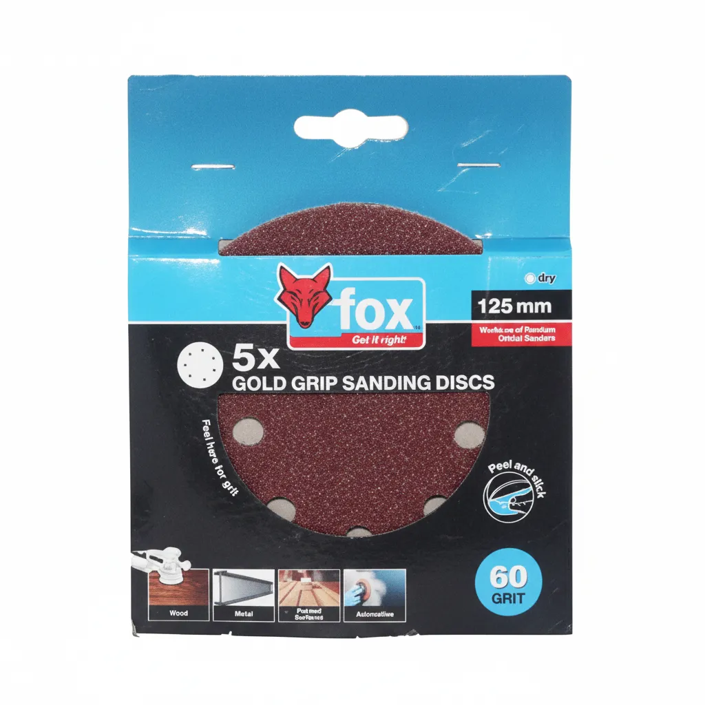 Fox - Aluminium Oxide Sanding Discs Set for Wood & Metal - 125mm - 5 Pieces
