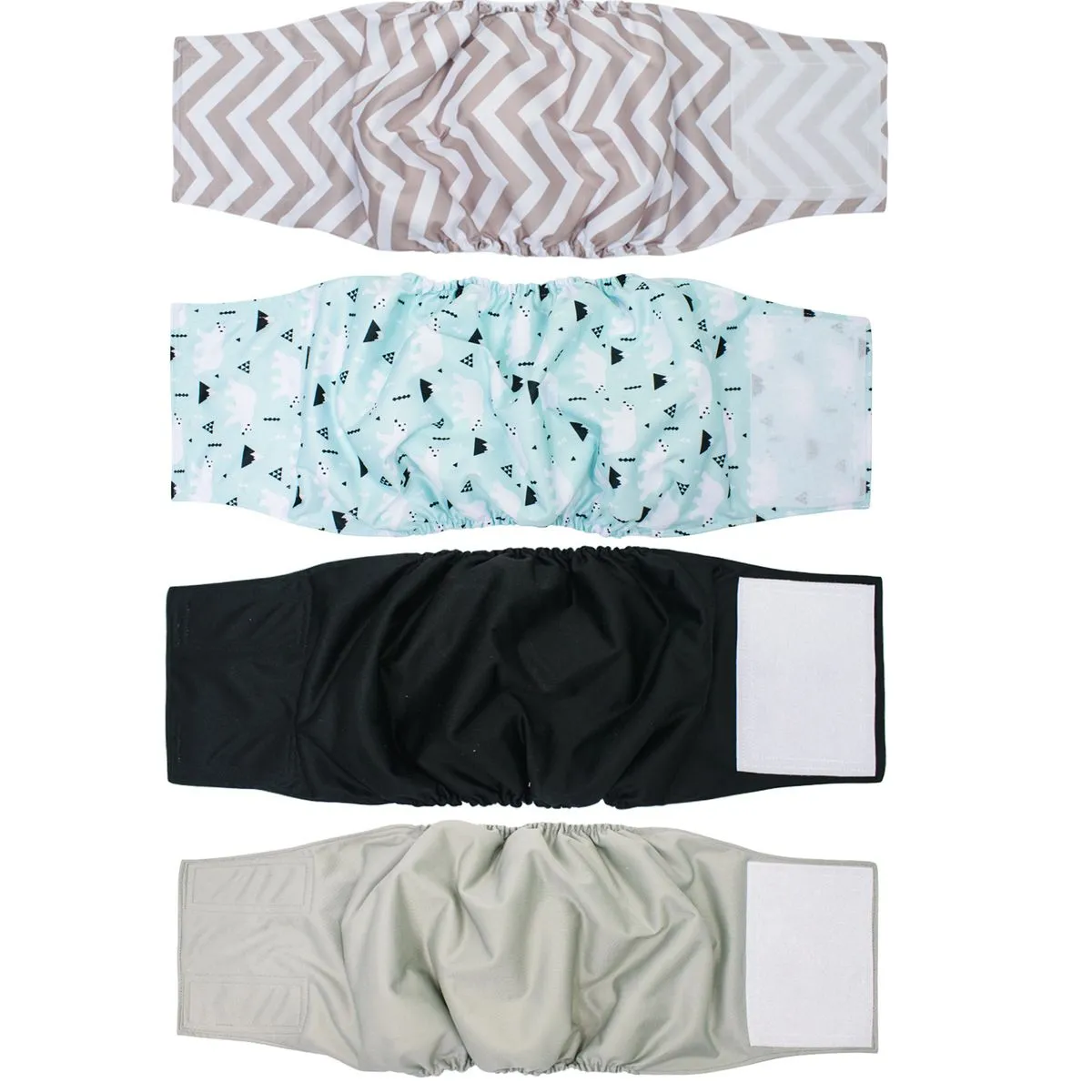 Male Dog Diapers 4 Pack Reusable Belly Bands Washable Puppy Pee Wraps - Grey-XL