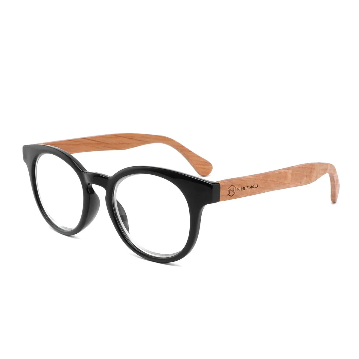Sophie Moda- Reading Glasses +1.50 Anti-Blue Light - Bamboo Collection - Black