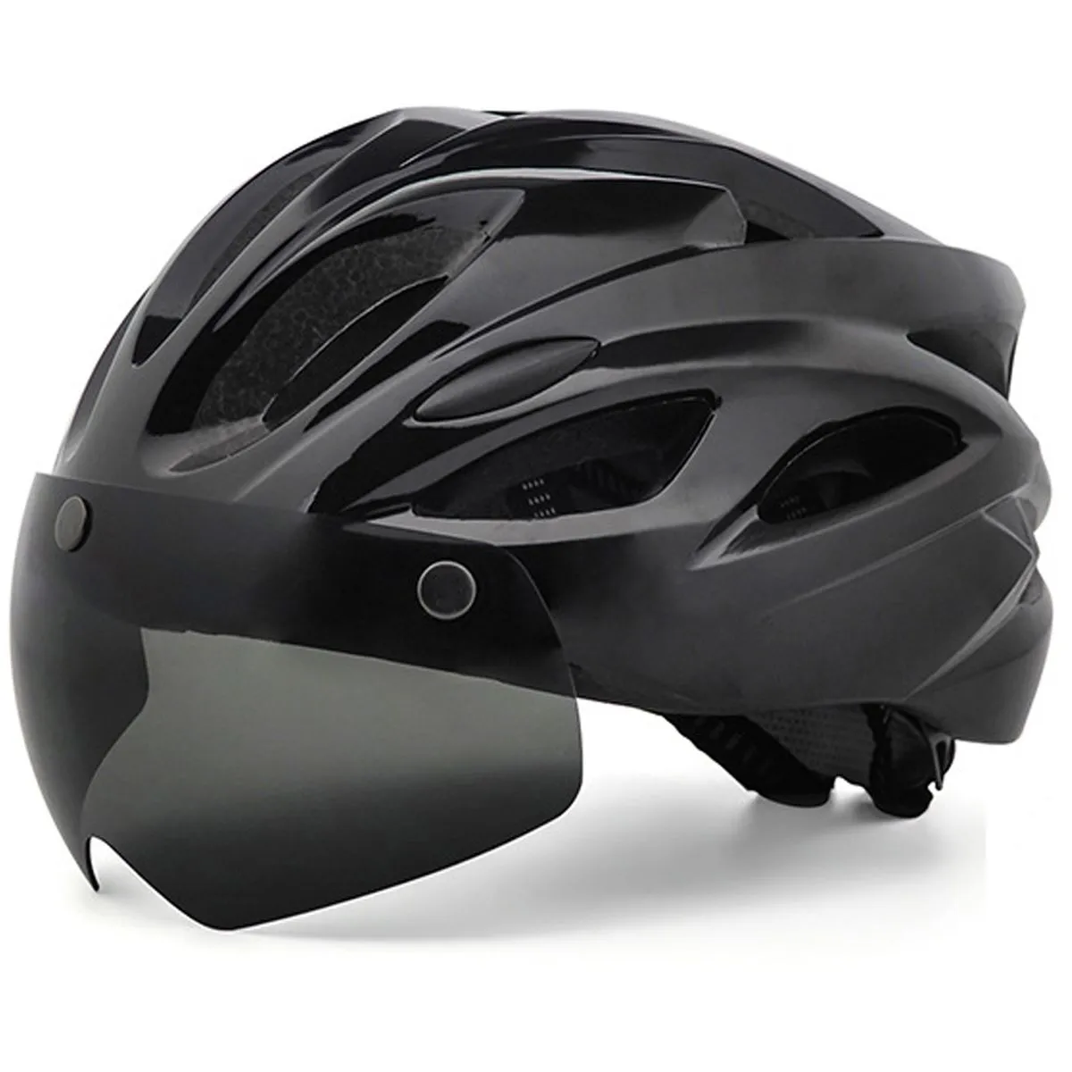 Bike Helmet, Removable Goggles Bicycle Helmet with Light for Bike - Size L - Black