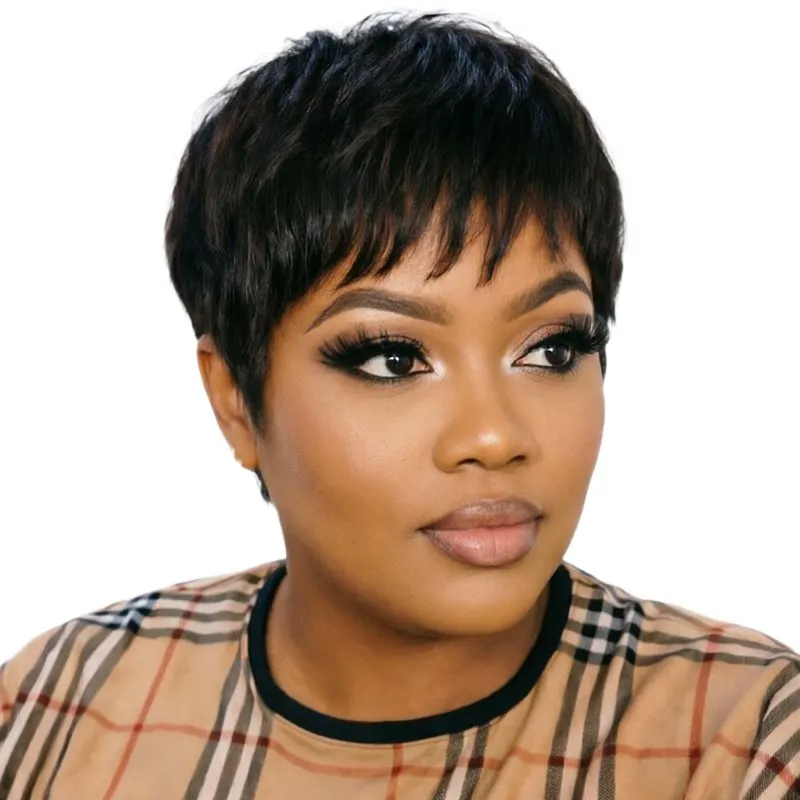 Short wig Straight Pixie Cut-Brazilian Hair Glueless Wig Bresilienne