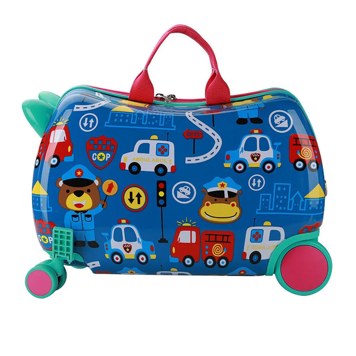 Kids Ride-On Trolley Suitcase With Wheels Holds Up To 50kg - Blue
