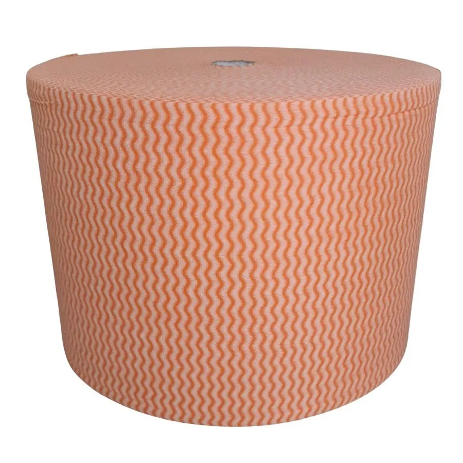 Spunlace Perforated Cleaning Wipes 40gsm - 400m Roll - Orange