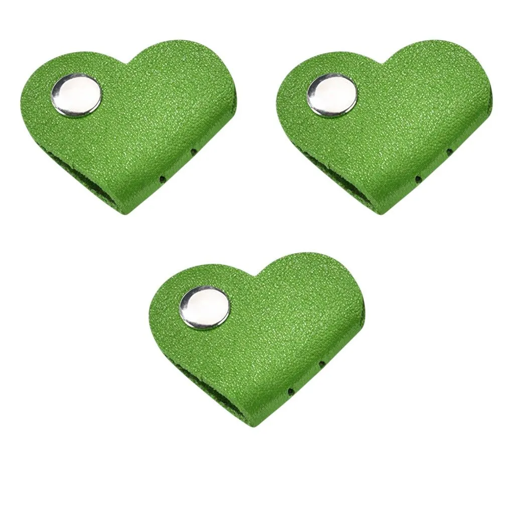 3 Pack - Heart-Shaped PU Leather Keyring - Green