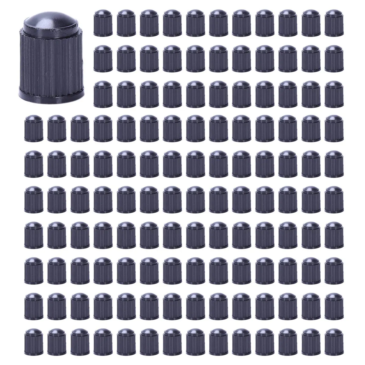 Set Of 100 - Black Plastic Replacement Valve Caps